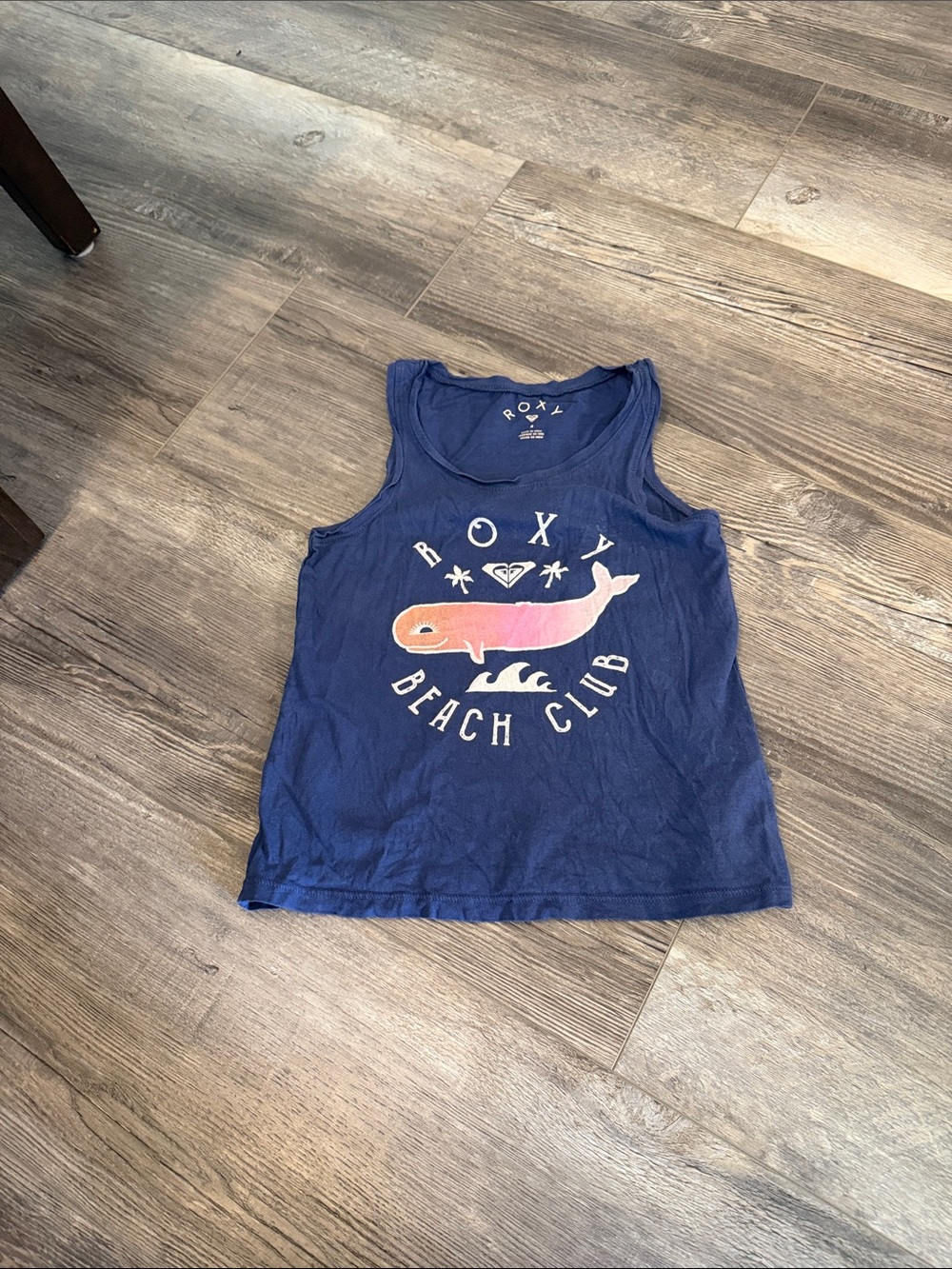 Roxy Navy Tank Top‎ with Pink-Orange Whale Graphic